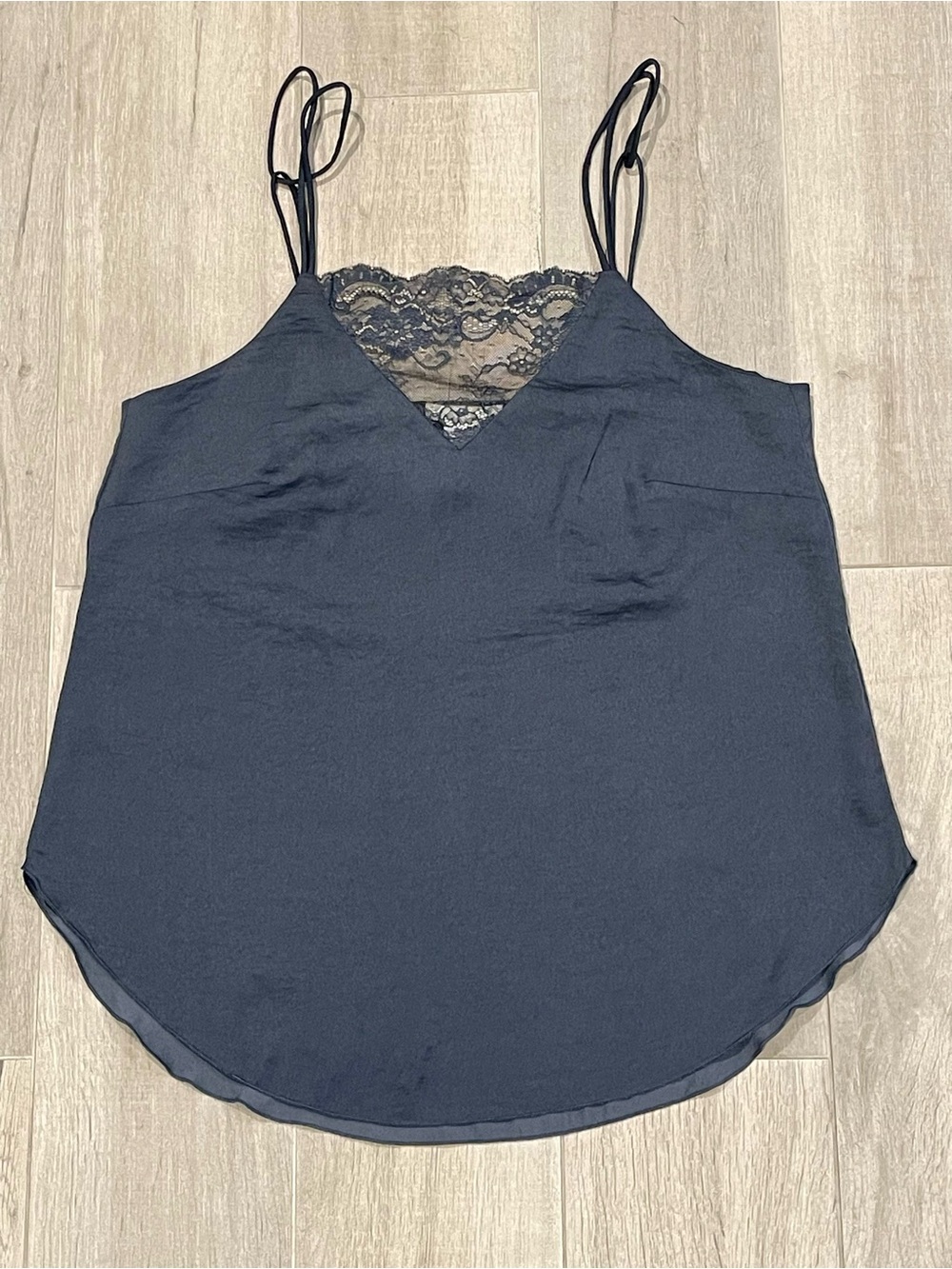 H&M Satin Lace Trim Cami Tank Top Gray Size 6
